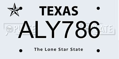 ALY786 Texas License Plate