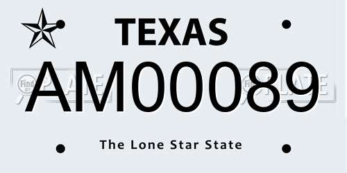 AM00089 Texas License Plate