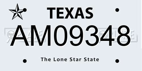 AM09348 Texas License Plate