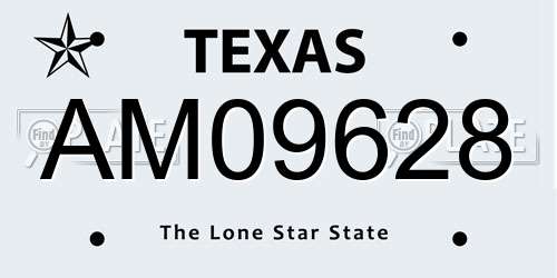 AM09628 Texas License Plate