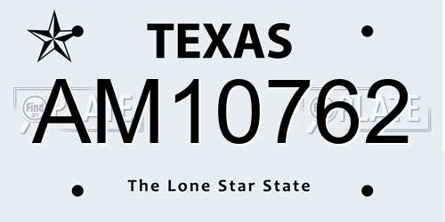 AM10762 Texas License Plate