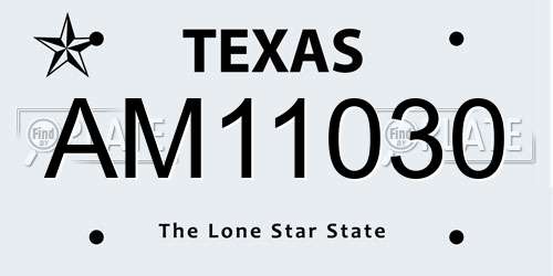 AM11030 Texas License Plate