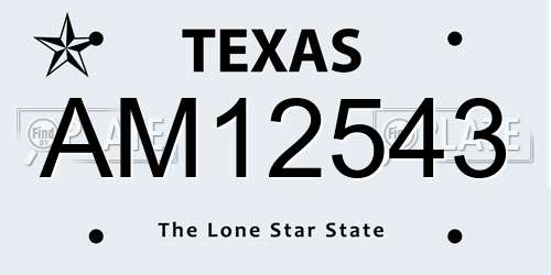 AM12543 Texas License Plate