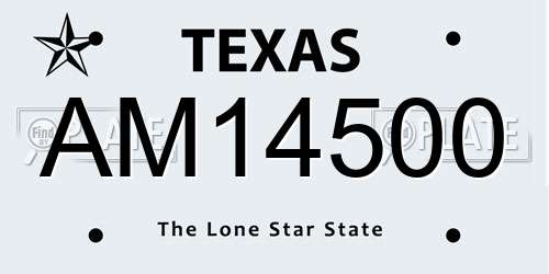 AM14500 Texas License Plate