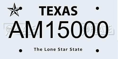 AM15000 Texas License Plate