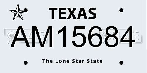 AM15684 Texas License Plate