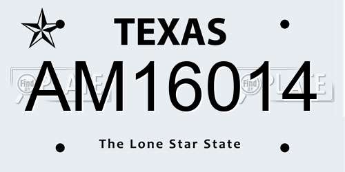 AM16014 Texas License Plate