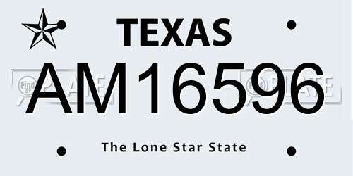 AM16596 Texas License Plate