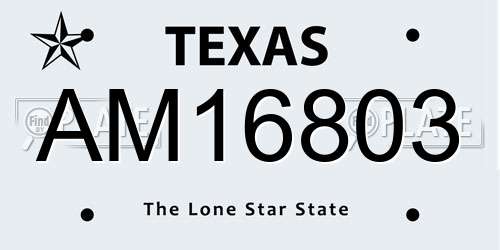 AM16803 Texas License Plate