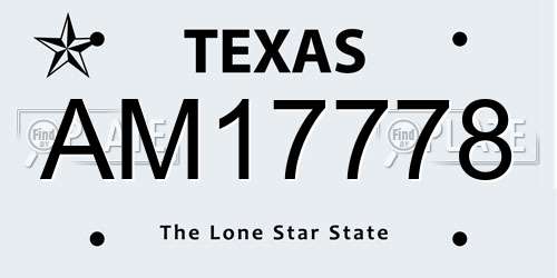 AM17778 Texas License Plate