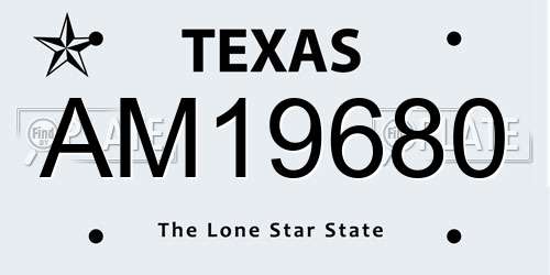 AM19680 Texas License Plate