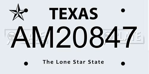 AM20847 Texas License Plate
