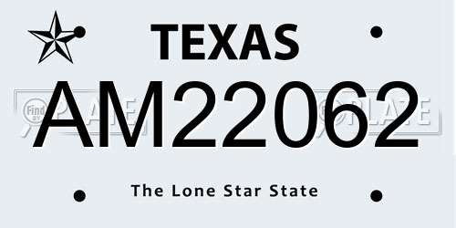 AM22062 Texas License Plate
