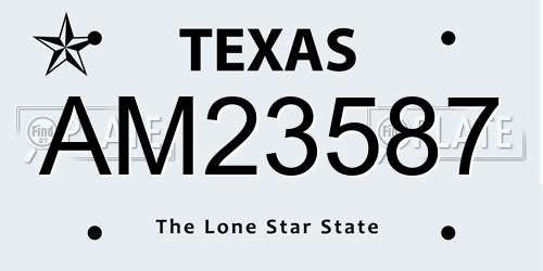 AM23587 Texas License Plate