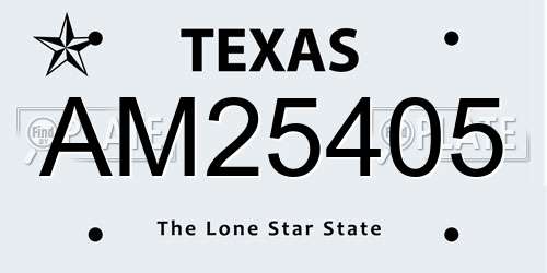 AM25405 Texas License Plate