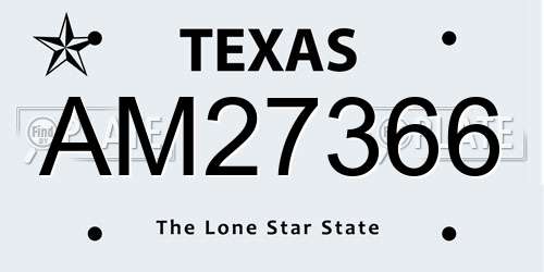 AM27366 Texas License Plate