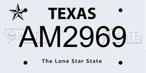 AM2969 Texas License Plate
