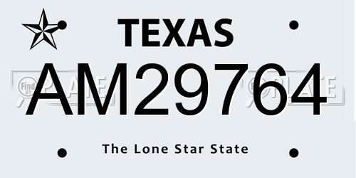 AM29764 Texas License Plate