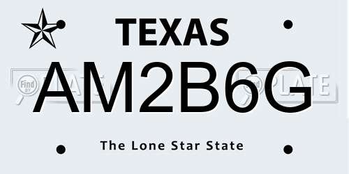 AM2B6G Texas License Plate