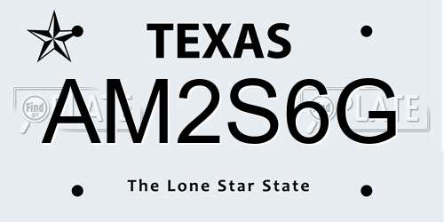 AM2S6G Texas License Plate
