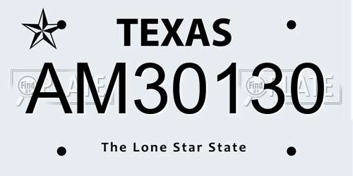 AM30130 Texas License Plate