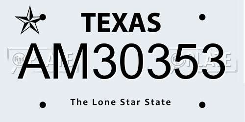 AM30353 Texas License Plate