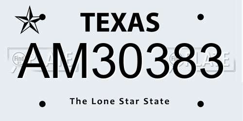 AM30383 Texas License Plate