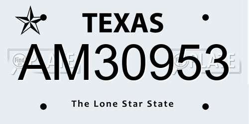 AM30953 Texas License Plate