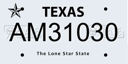AM31030 Texas License Plate