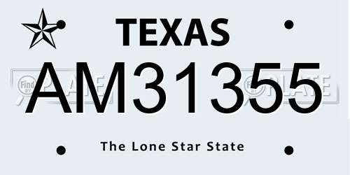 AM31355 Texas License Plate