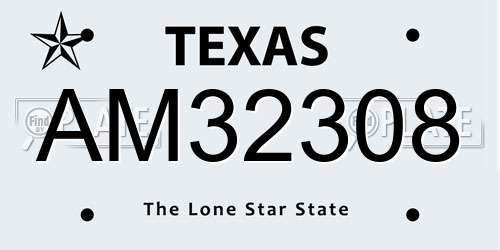 AM32308 Texas License Plate