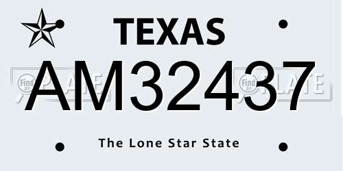 AM32437 Texas License Plate