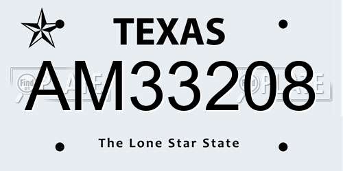 AM33208 Texas License Plate
