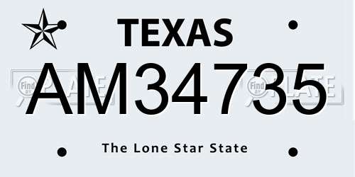 AM34735 Texas License Plate