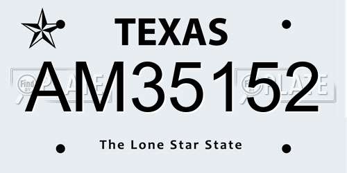 AM35152 Texas License Plate