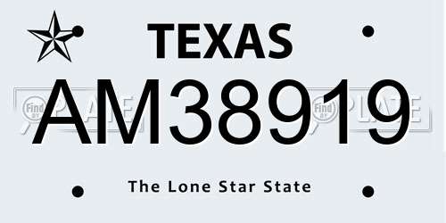 AM38919 Texas License Plate