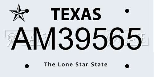 AM39565 Texas License Plate