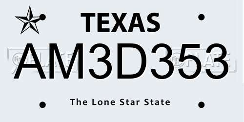 AM3D353 Texas License Plate