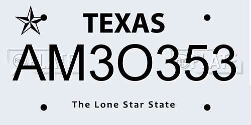 AM3O353 Texas License Plate