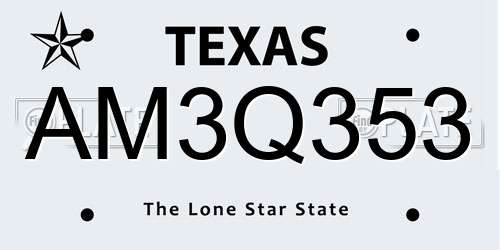 AM3Q353 Texas License Plate