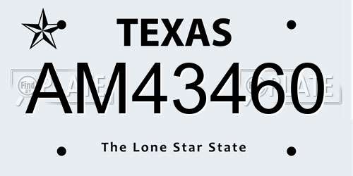 AM43460 Texas License Plate