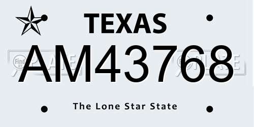 AM43768 Texas License Plate