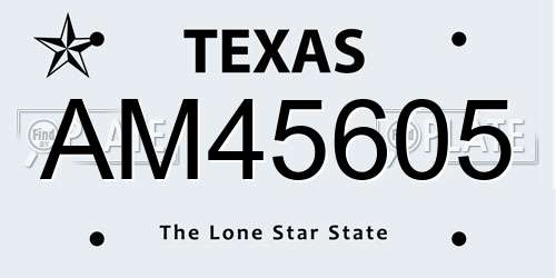AM45605 Texas License Plate