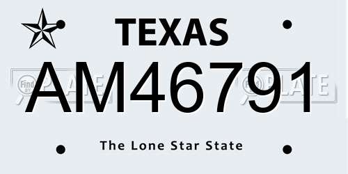 AM46791 Texas License Plate