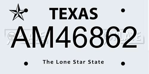 AM46862 Texas License Plate
