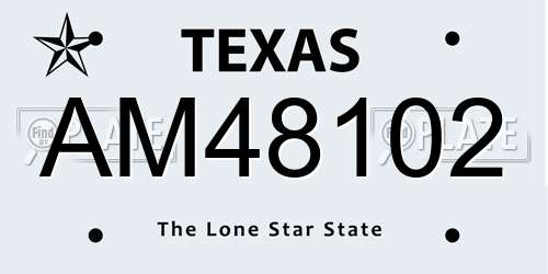 AM48102 Texas License Plate