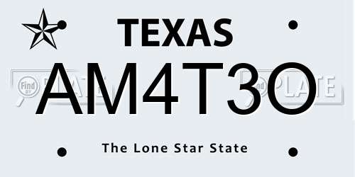 AM4T3O Texas License Plate