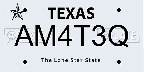 AM4T3Q Texas License Plate