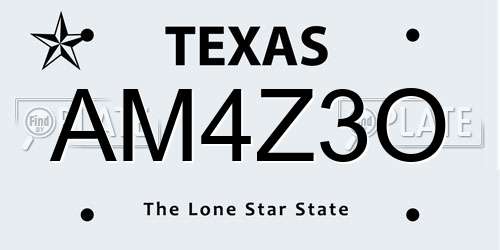 AM4Z3O Texas License Plate