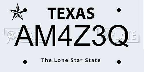 AM4Z3Q Texas License Plate